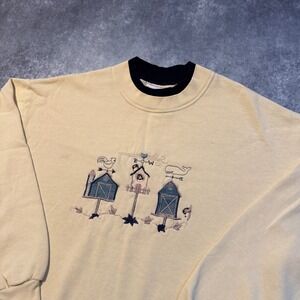 Vintage Grandma Granny Bird House Crewneck‎ Sweatshirt Women's Large Embroidered